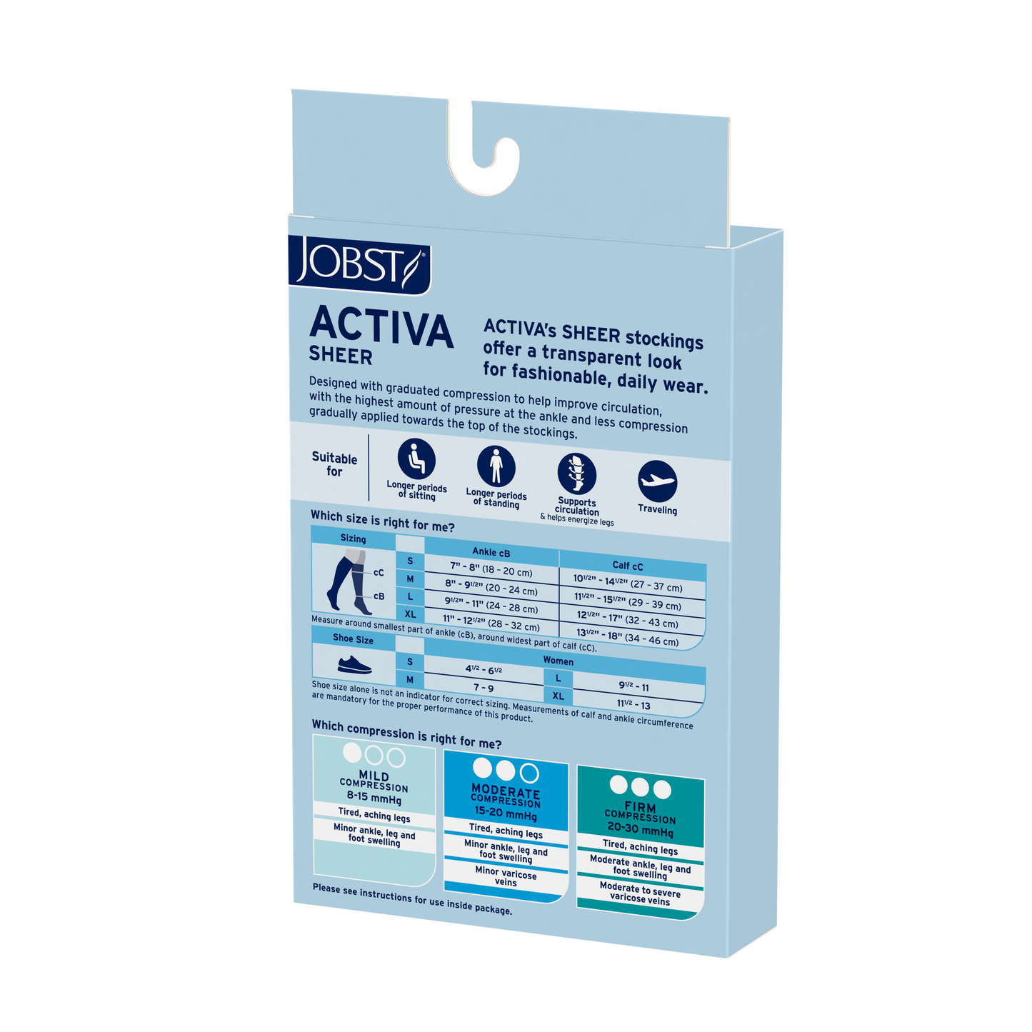 JOBST® ACTIVA Sheer Waist High 20-30 mmHg Compression Stockings Closed Toe