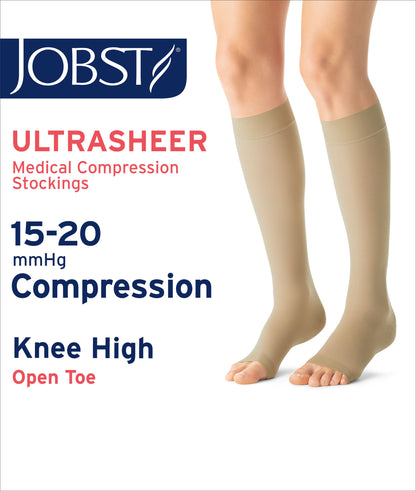 JOBST® UltraSheer Women's Knee High 15-20 mmHg Compression Stockings Open Toe