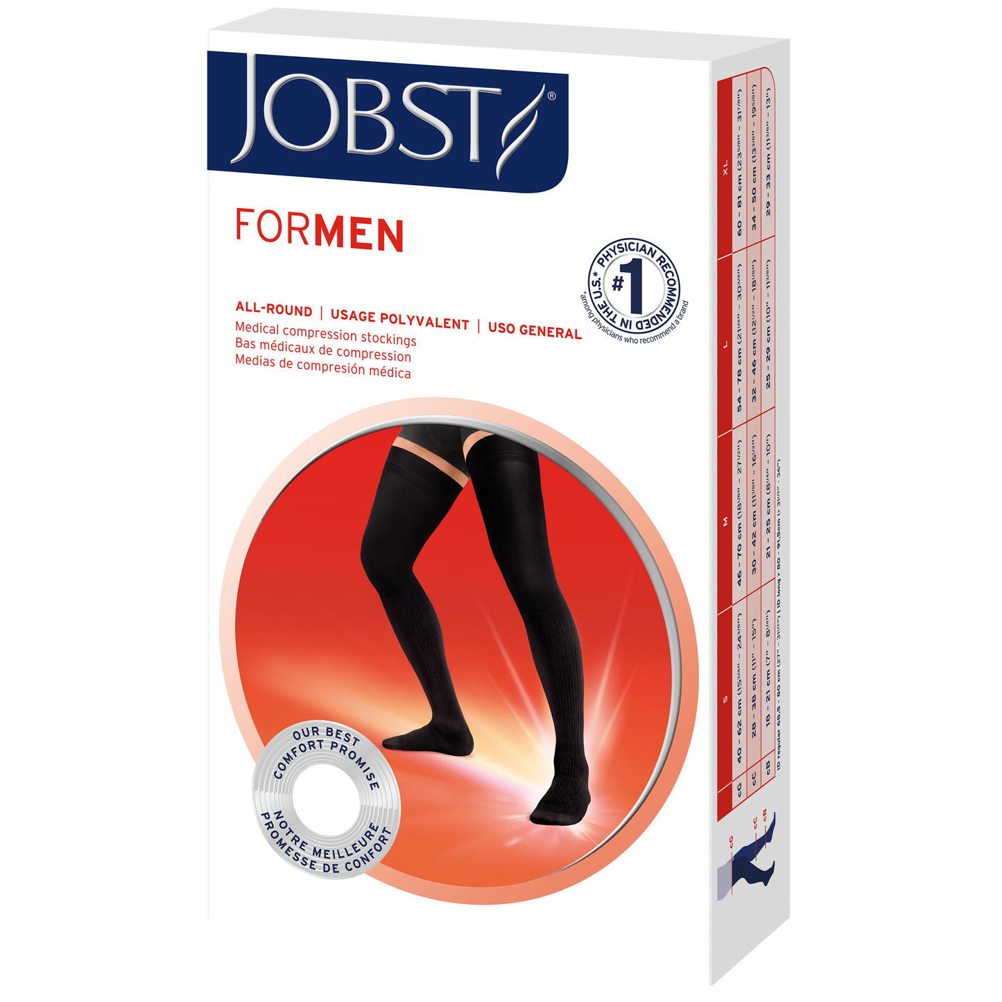 JOBST® forMen Thigh High 30-40 mmHg w/ Micro Dotted Band Compression Socks Open Toe