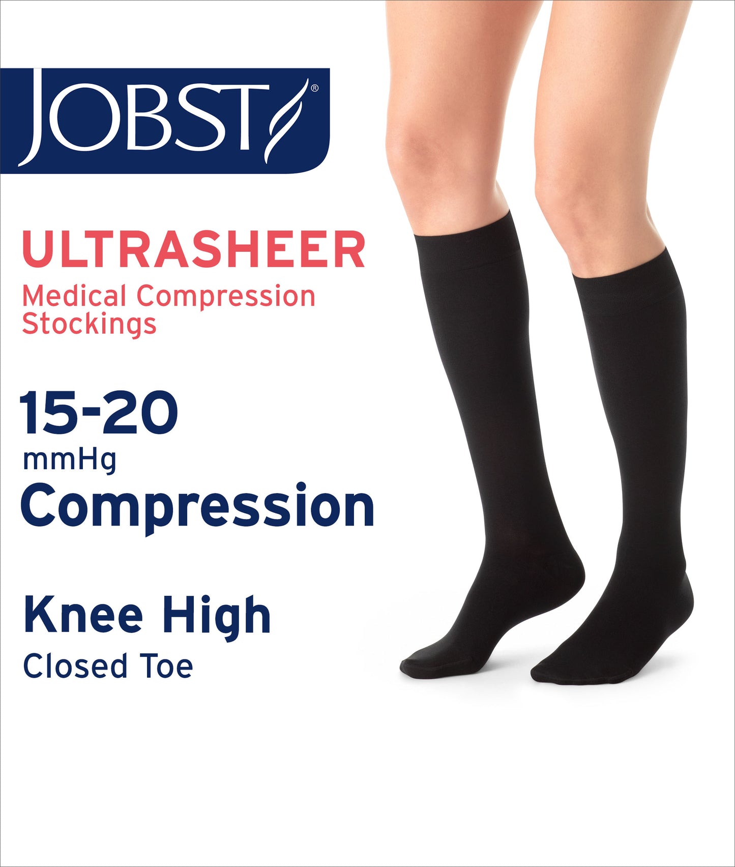 JOBST® UltraSheer SoftFit Women's Knee High 15-20 mmHg Compression Stockings Closed Toe
