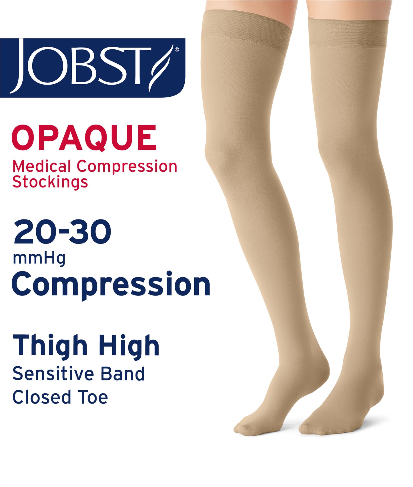JOBST® Opaque Sensitive Women's Thigh High 20-30 mmHg Compression Stockings Closed Toe