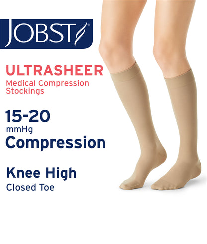 JOBST® UltraSheer SoftFit Women's Knee High 15-20 mmHg Compression Stockings Closed Toe