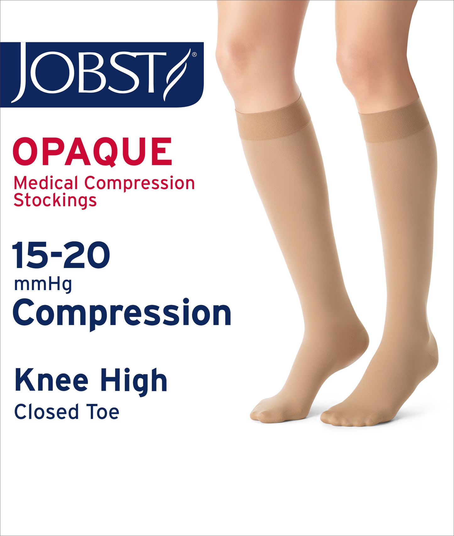 JOBST® Opaque Women's Knee High 15-20 mmHg Compression Stockings Closed Toe