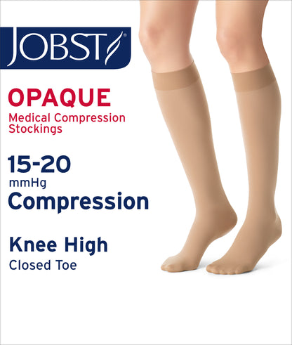 JOBST® Opaque Women's Knee High 15-20 mmHg Compression Stockings Closed Toe