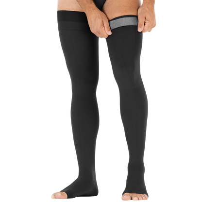JOBST® forMen Thigh High 20-30 mmHg w/ Micro Dotted Band Compression Socks Open Toe