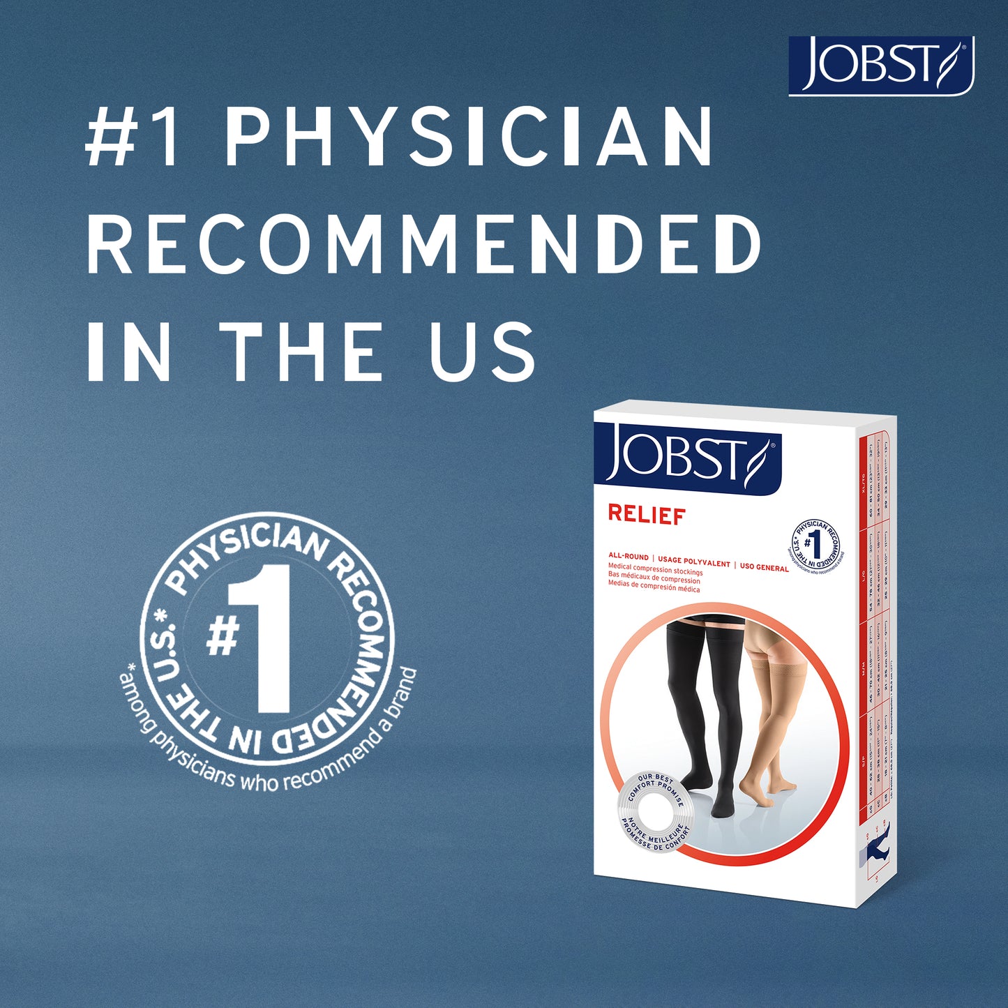 JOBST® Relief Knee High 30-40 mmHg Compression Stockings Open Toe