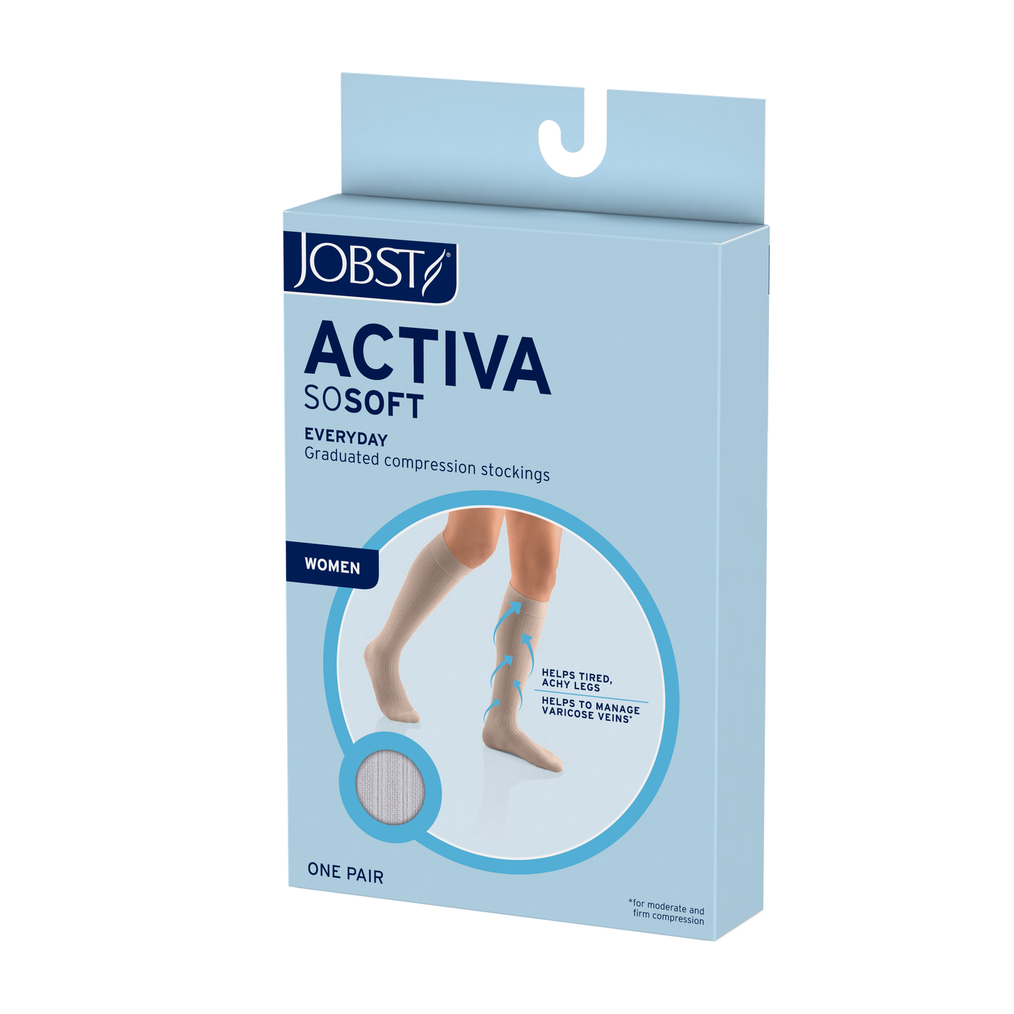 JOBST® ACTIVA soSoft Knee High 20-30 mmHg Compression Socks Closed Toe Ribbed Design