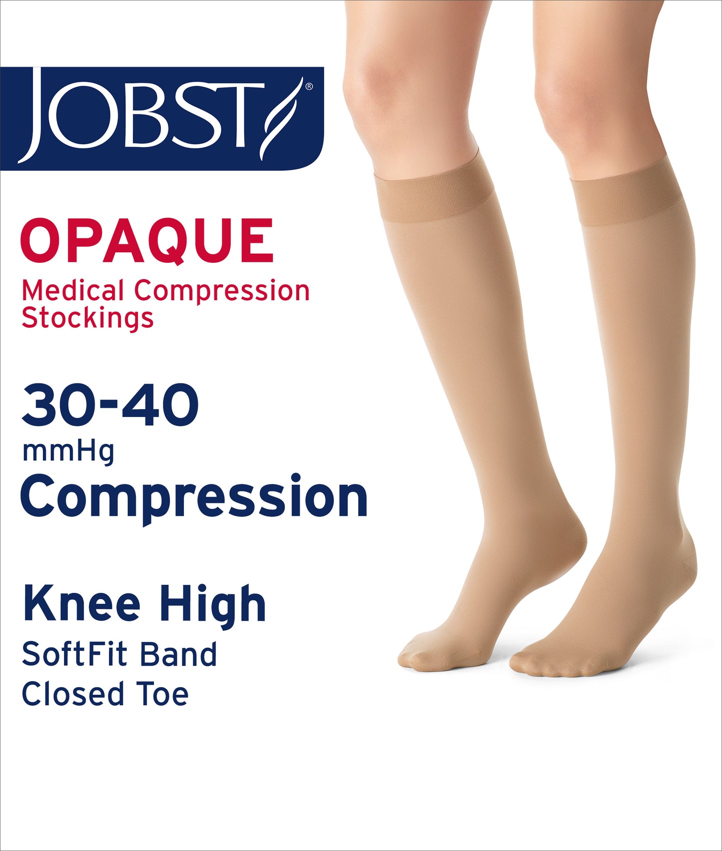JOBST® Opaque SoftFit Women's Knee High 30-40 mmHg Closed Toe