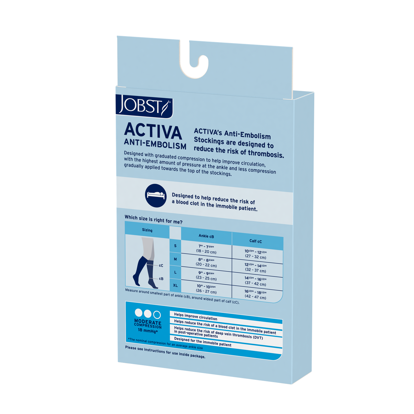 JOBST® ACTIVA Anti-Embolism Knee High 18 mmHg Compression Socks White