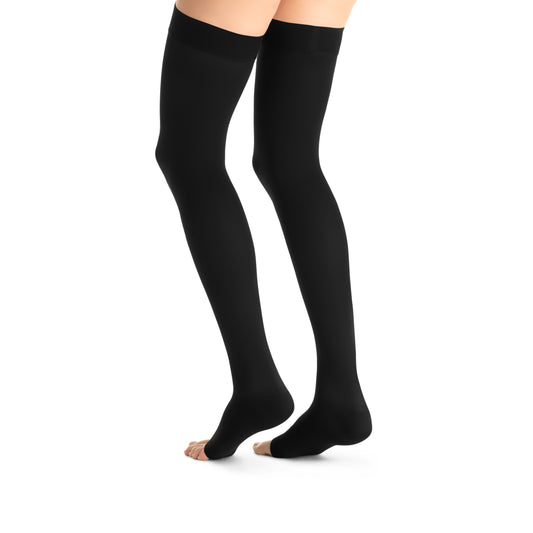 JOBST® Opaque Women's Thigh High 30-40 mmHg w/ Silicone Dot Top Band Open Toe