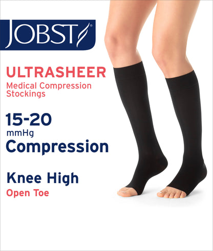 JOBST® UltraSheer Women's Knee High 15-20 mmHg Compression Stockings Open Toe