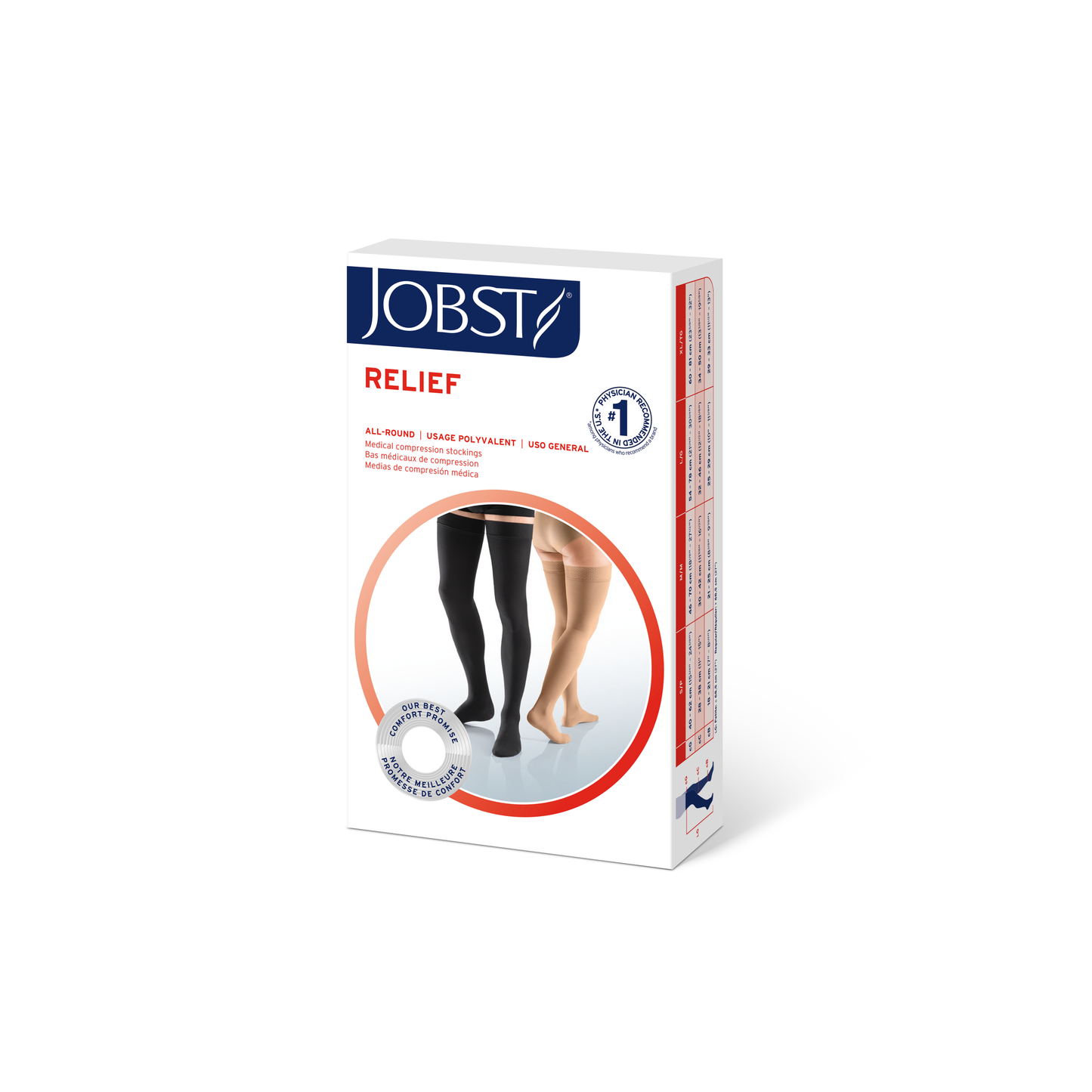 JOBST® Relief Thigh High 15-20 mmHg w/ Silicone Dot Top Band Compression Stockings Open Toe