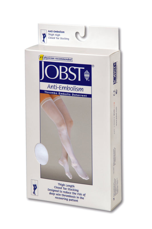 JOBST® Anti-Embolism Thigh High 18 mmHg Compression Stockings Closed Toe White