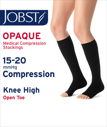 JOBST® Opaque Women's Knee High 15-20 mmHg Compression Stockings Open Toe