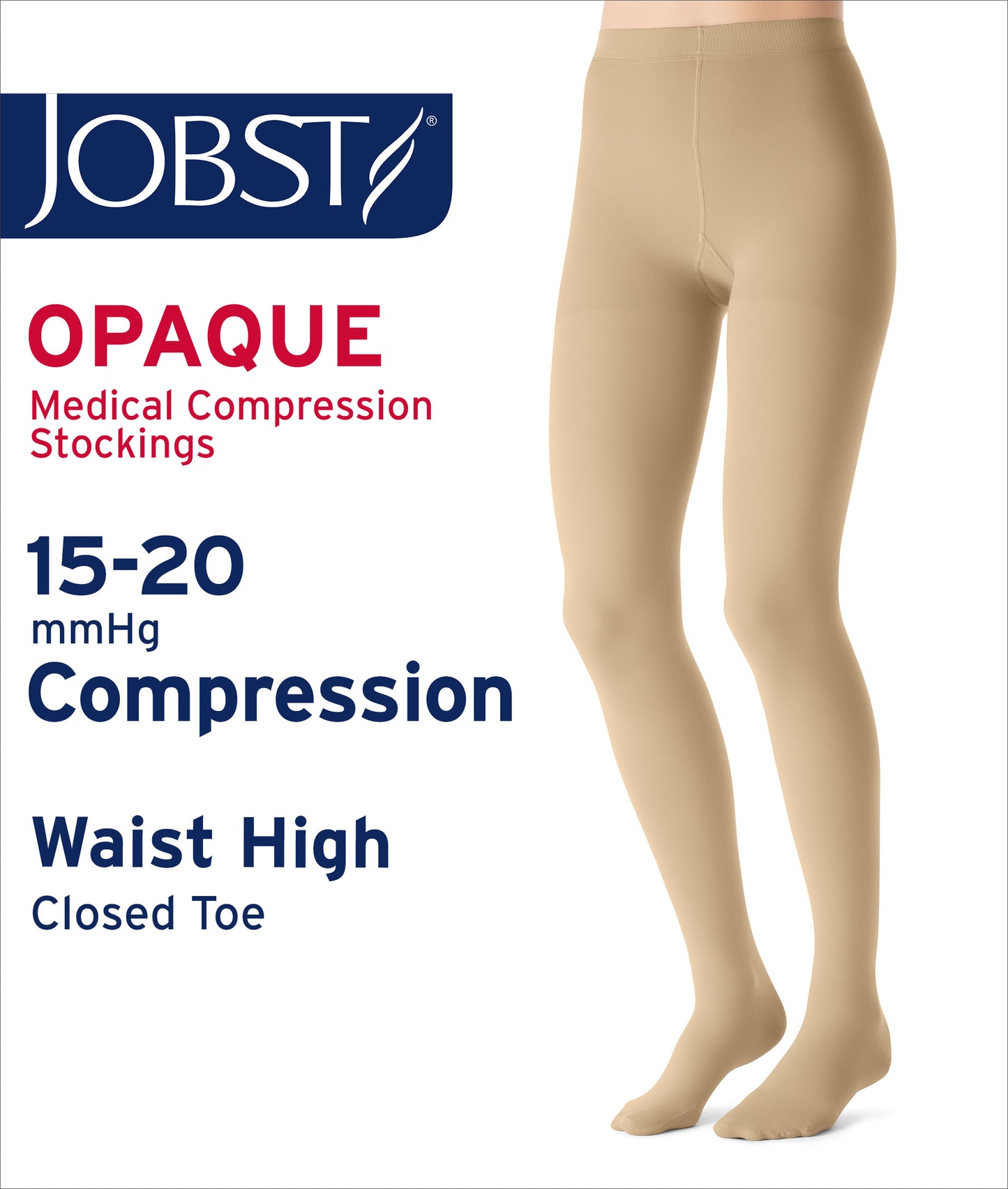 JOBST® Opaque Women's Waist High 15-20 mmHg Compression Stocking Closed Toe