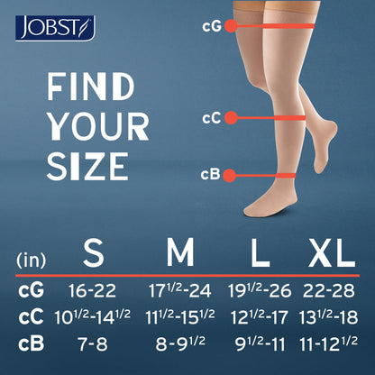 JOBST® ACTIVA Opaque Thigh High 15-20 mmHg Compression Socks Closed Toe