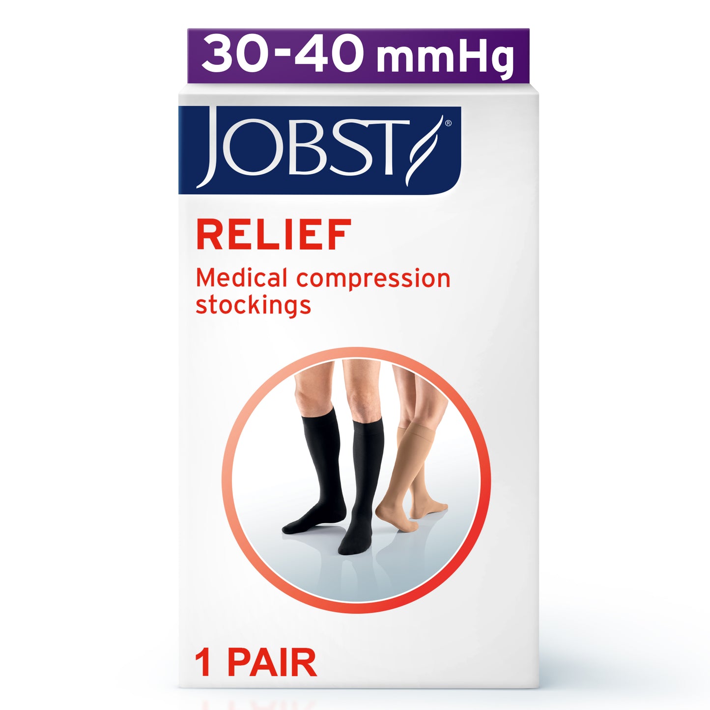 JOBST® Relief Knee High 30-40 mmHg w/ Silicone Dot Top Band Compression Stockings Closed Toe