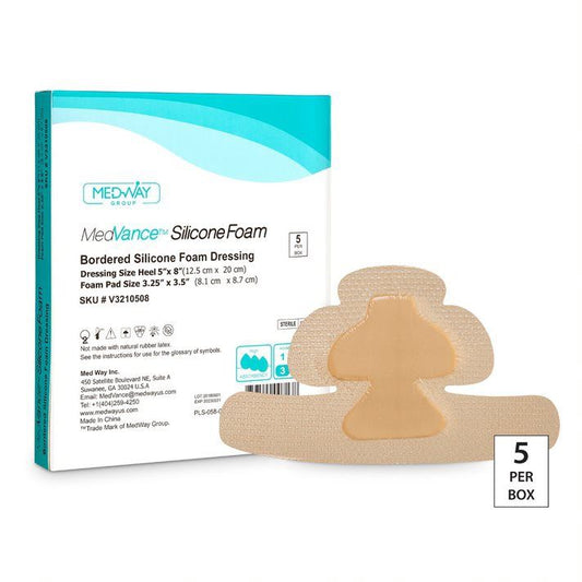 MedVance Bordered Silicone 5" x 8" Foam Dressing 3.25" x 3.5" Pad Heel