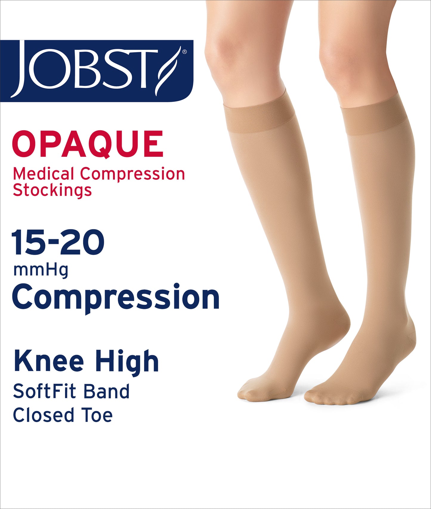 JOBST® Opaque SoftFit Women's Knee High 15-20 mmHg Compression Stockings Closed Toe