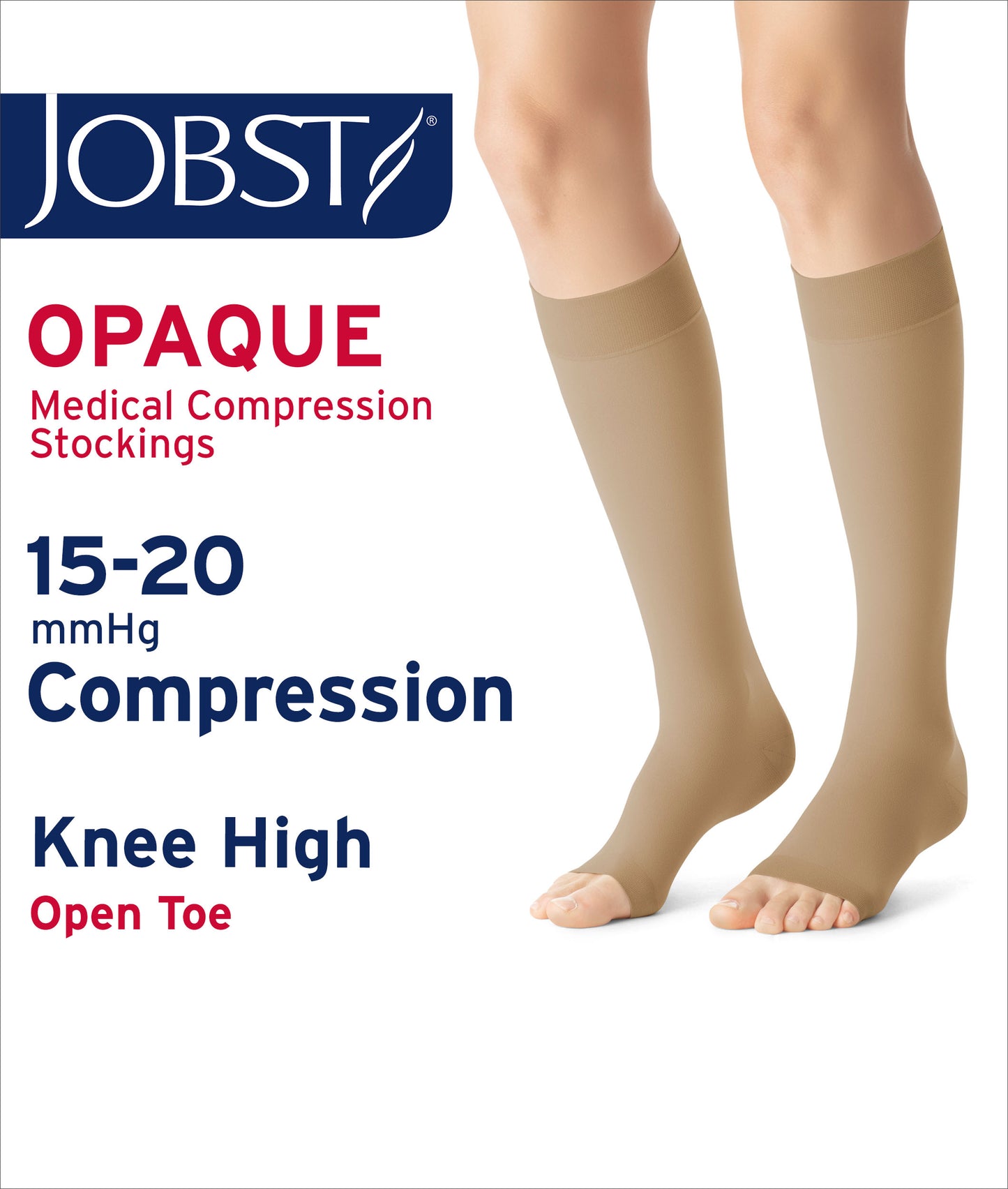 JOBST® Opaque Women's Knee High 15-20 mmHg Compression Stockings Open Toe