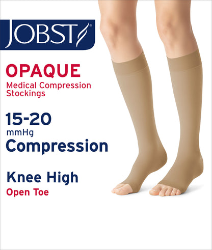 JOBST® Opaque Women's Knee High 15-20 mmHg Compression Stockings Open Toe