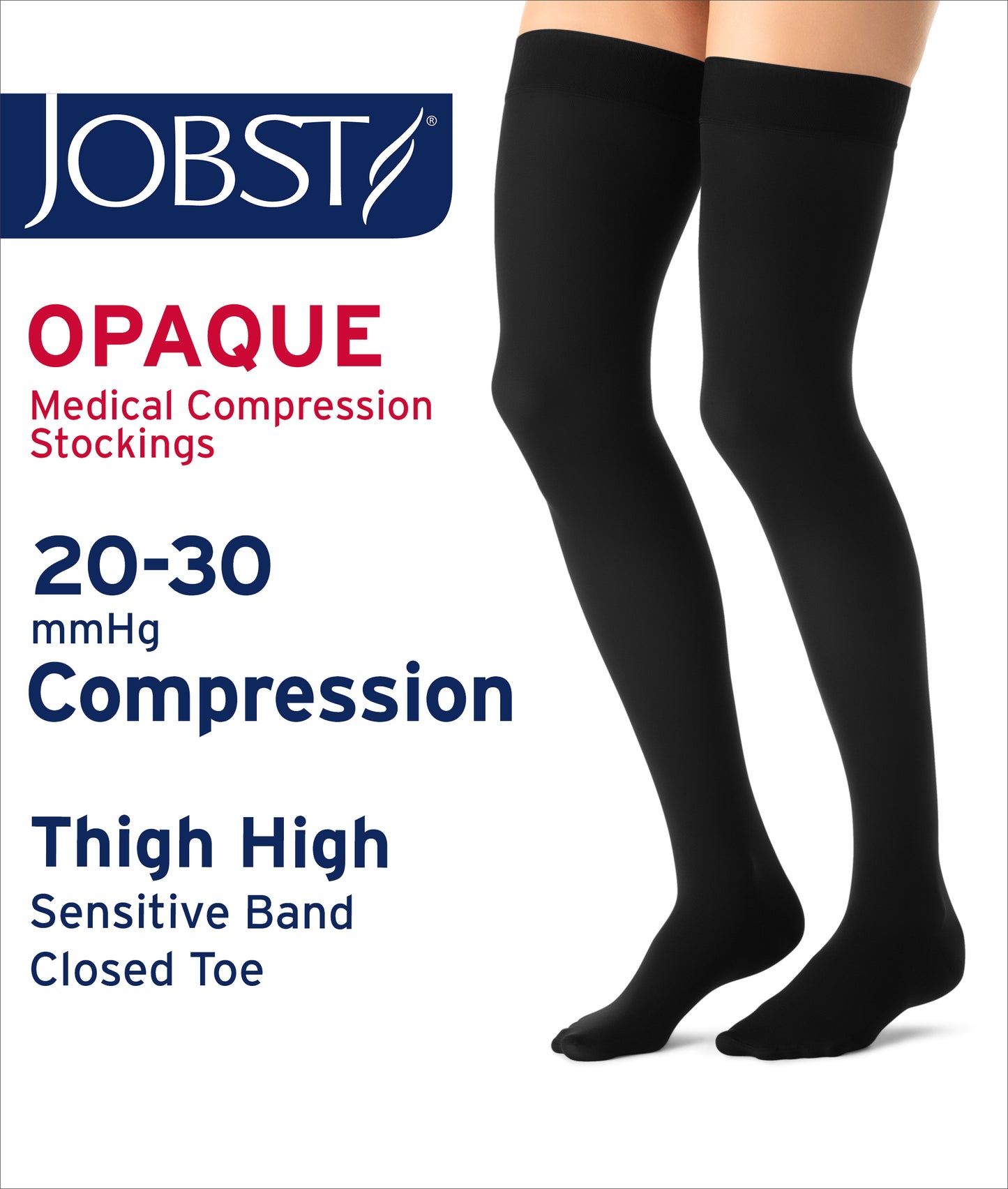 JOBST® Opaque Sensitive Women's Thigh High 20-30 mmHg Compression Stockings Closed Toe