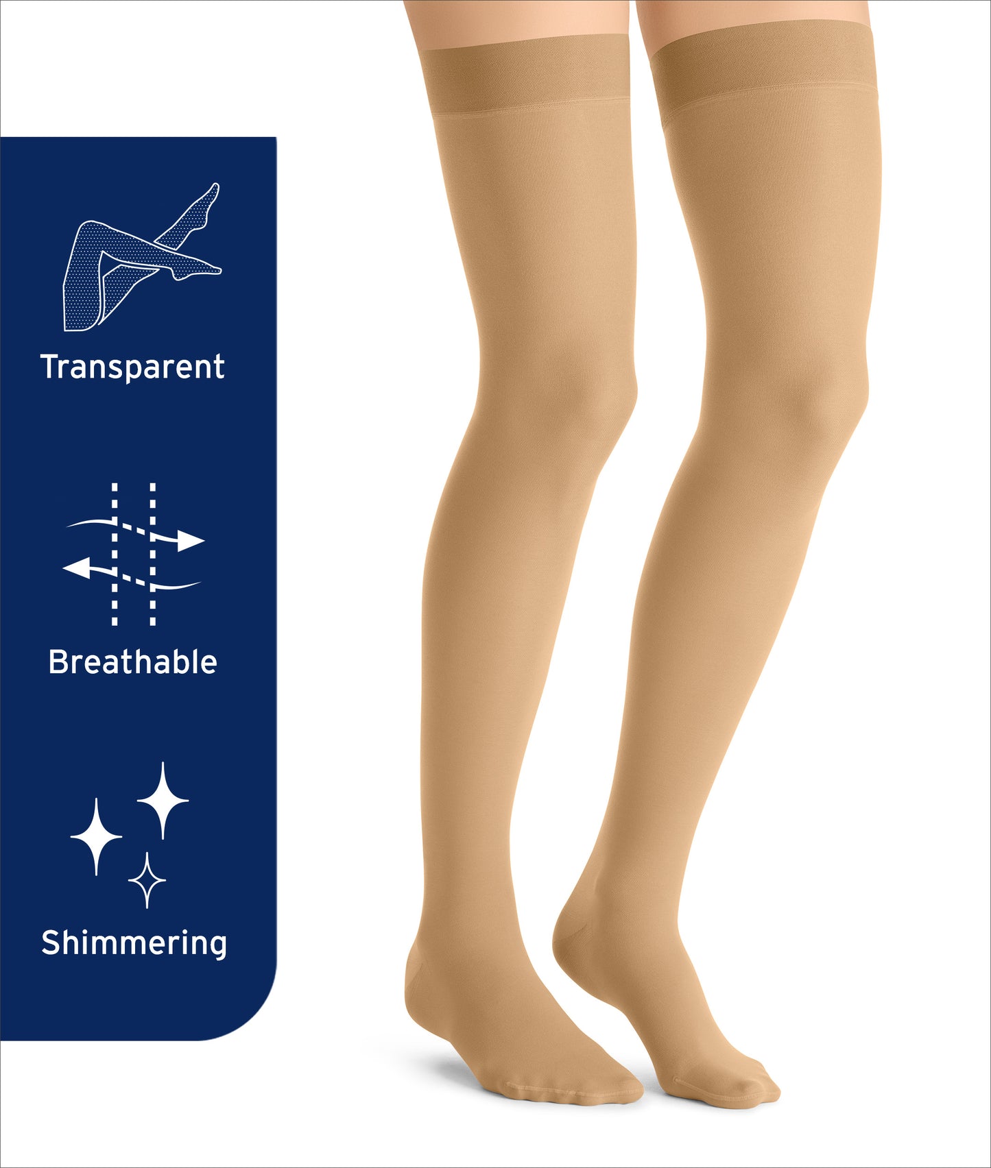 JOBST® UltraSheer Women's Thigh High 20-30 mmHg w/ Lace Silicone Top Band Compression Stockings Closed Toe