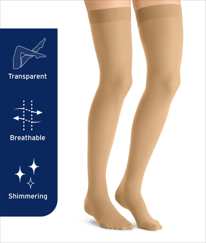 JOBST® UltraSheer Women's Thigh High 20-30 mmHg w/ Lace Silicone Top Band Compression Stockings Closed Toe