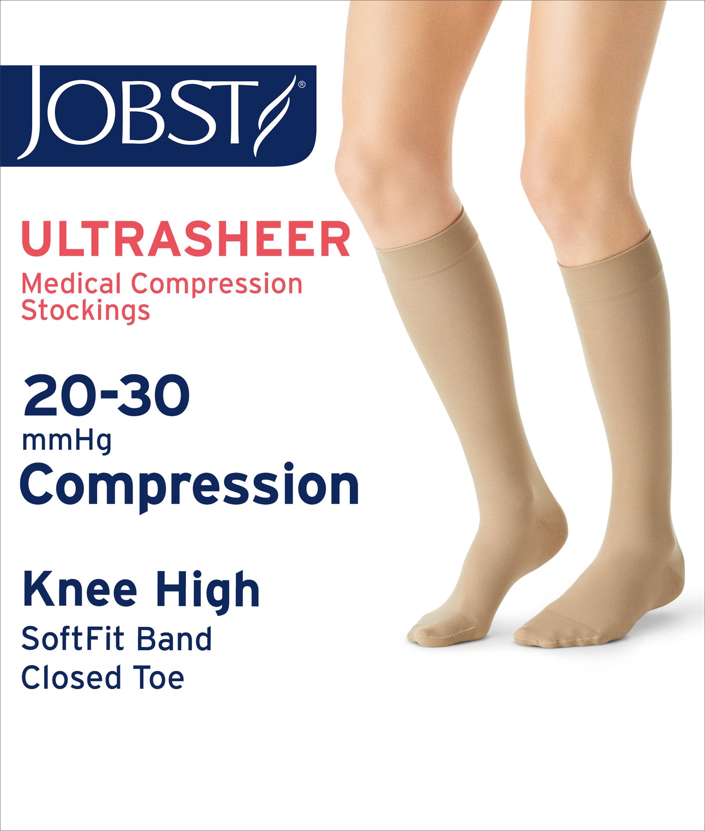 JOBST® UltraSheer SoftFit Women's Knee High 20-30 mmHg Compression Stockings Closed Toe