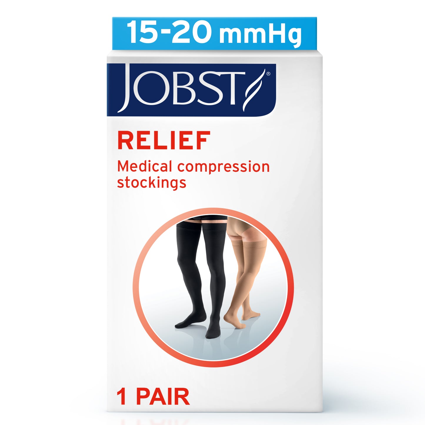 JOBST® Relief Thigh High 15-20 mmHg w/ Silicone Dot Top Band Compression Stockings Open Toe