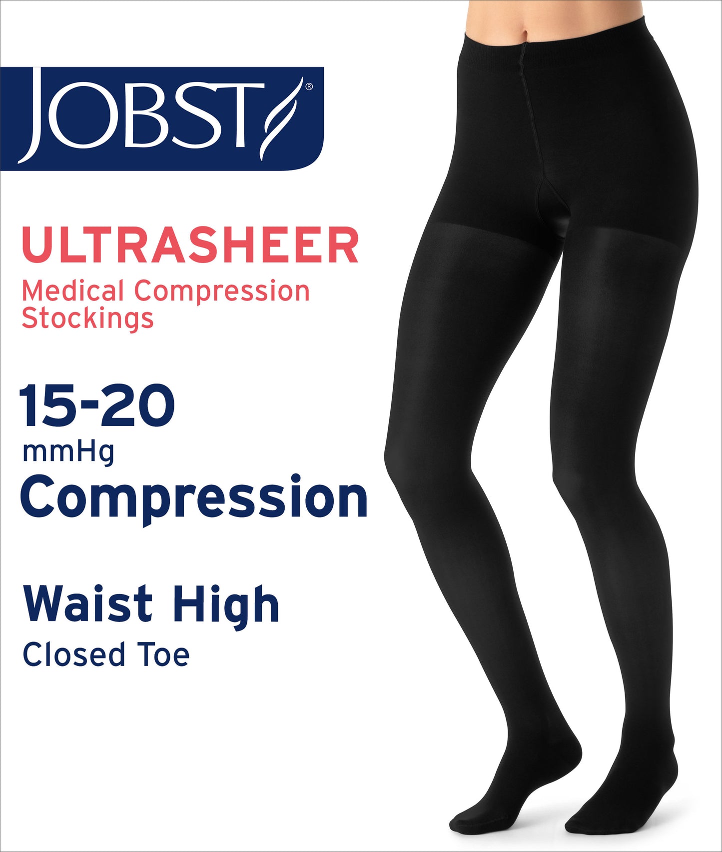 JOBST® UltraSheer Women's Waist High 15-20 mmHg Compression Stockings Closed Toe